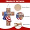 Memorial Day 4th of July Cross Christian Front Door Sign, Patriotic America Religious Faith Family Freedom Wooden Door Hanger Outdoor Porch Decor, American USA Wreath Wall Hanging Decoration